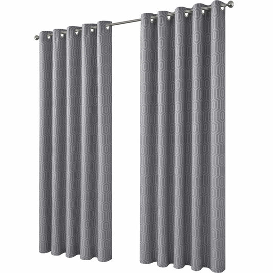 Paris Eyelet Jacquard Curtains Grey Geometric Pattern Thermal Insulated Light Blocking for Bedroom Lounge by OLIVIA ROCCO 66" (WIDTH) x 72" (DROP) / GREY OLIVIA ROCCO Curtain