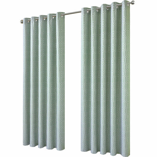 Paris Eyelet Jacquard Curtains Sage Green Geometric Pattern Thermal Insulated Light Blocking for Bedroom Lounge by OLIVIA ROCCO 66" (WIDTH) x 72" (DROP) / SAGE GREEN OLIVIA ROCCO Curtain