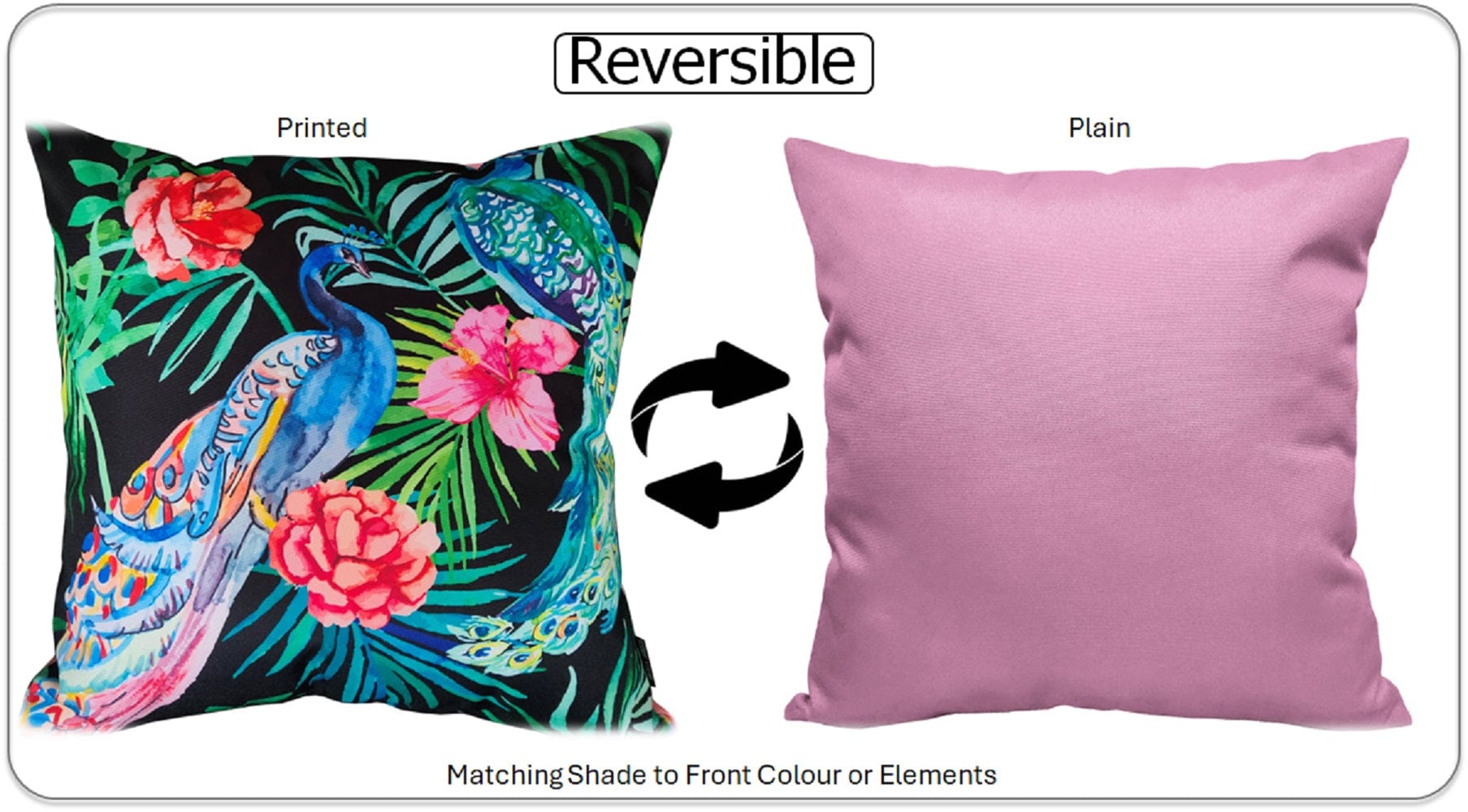 Waterproof Cushions Outdoor Indoor Hollowfibre Filled 43 x 43 cm / PEACOCK OLIVIA ROCCO Cushions