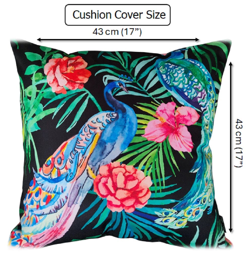 Waterproof Cushions Outdoor Indoor Hollowfibre Filled 43 x 43 cm / PEACOCK OLIVIA ROCCO Cushions