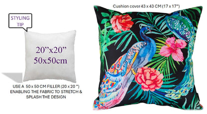 Waterproof Cushions Outdoor Indoor Hollowfibre Filled 43 x 43 cm / PEACOCK OLIVIA ROCCO Cushions