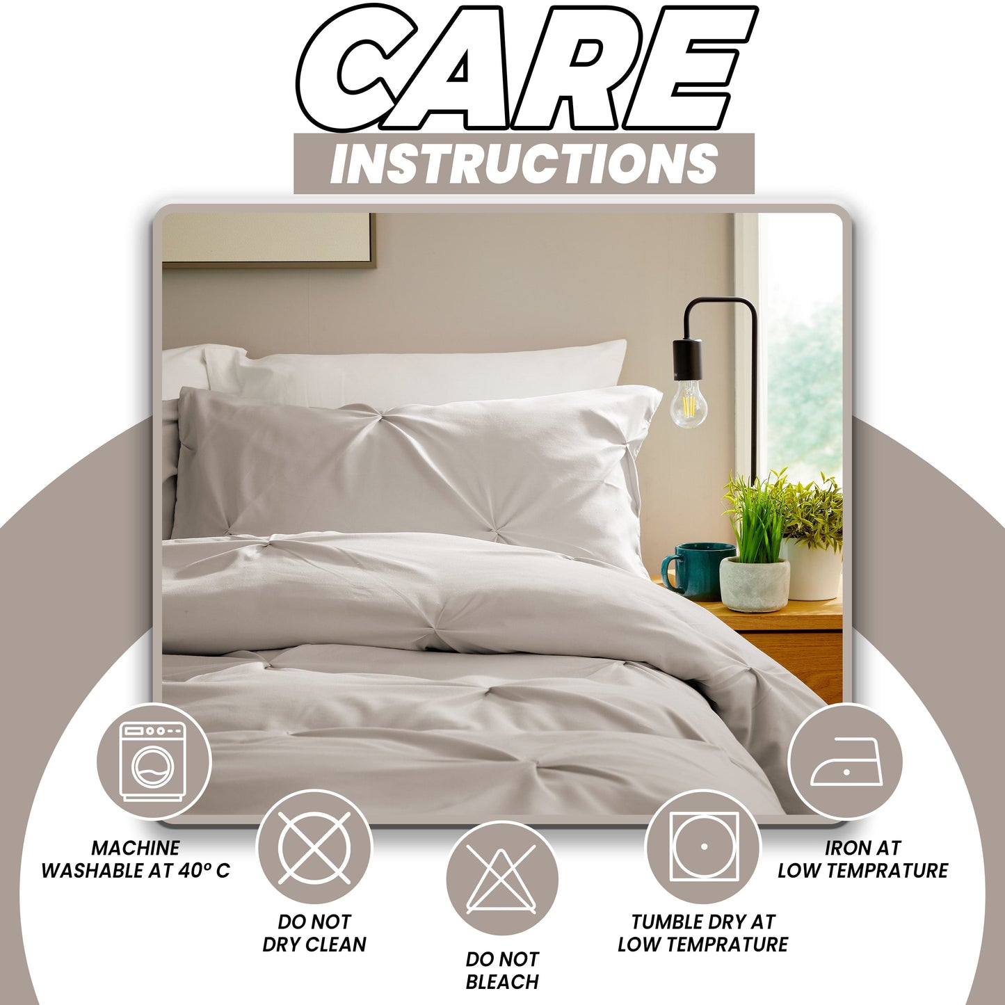 Pintuck Natural Cotton Rich Duvet Cover Set with Pillowcases Soft Breathable Easy Care Bedding Set Quilt Cover by OLIVIA ROCCO Duvet Cover