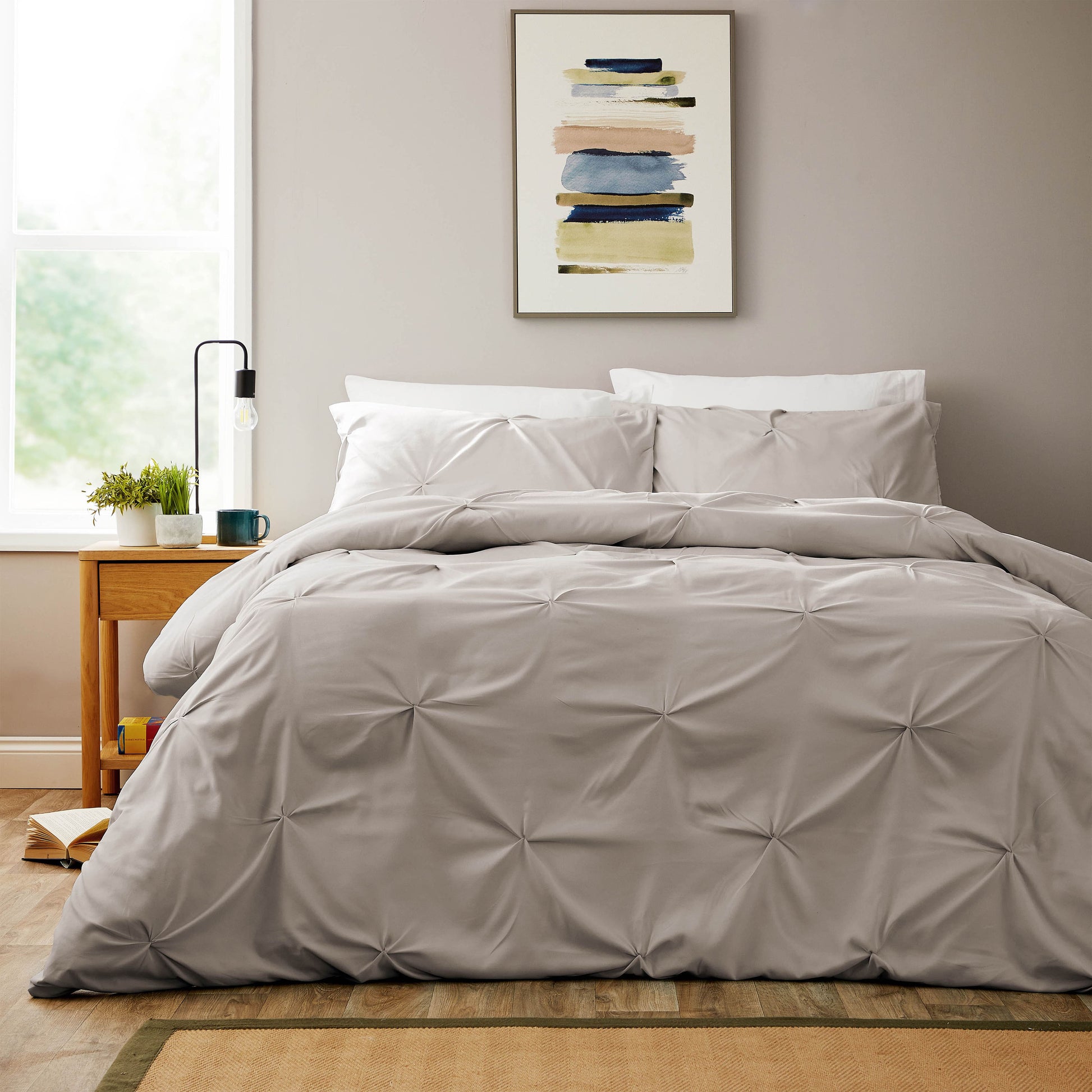 Pintuck Natural Cotton Rich Duvet Cover Set with Pillowcases Soft Breathable Easy Care Bedding Set Quilt Cover by OLIVIA ROCCO SINGLE Duvet Cover
