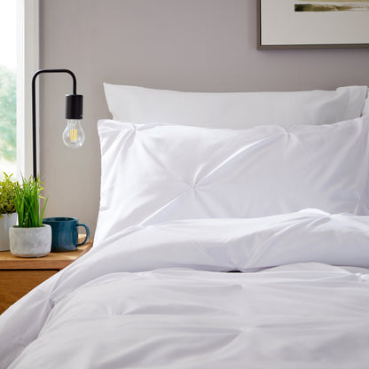 Pintuck White Cotton Rich Duvet Cover Set with Pillowcases Soft Breathable Easy Care Bedding Set Quilt Cover by OLIVIA ROCCO Duvet Cover