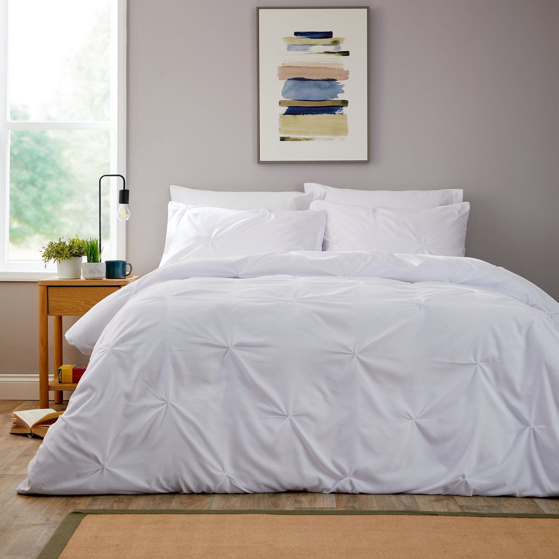 Pintuck White Cotton Rich Duvet Cover Set with Pillowcases Soft Breathable Easy Care Bedding Set Quilt Cover by OLIVIA ROCCO SINGLE Duvet Cover