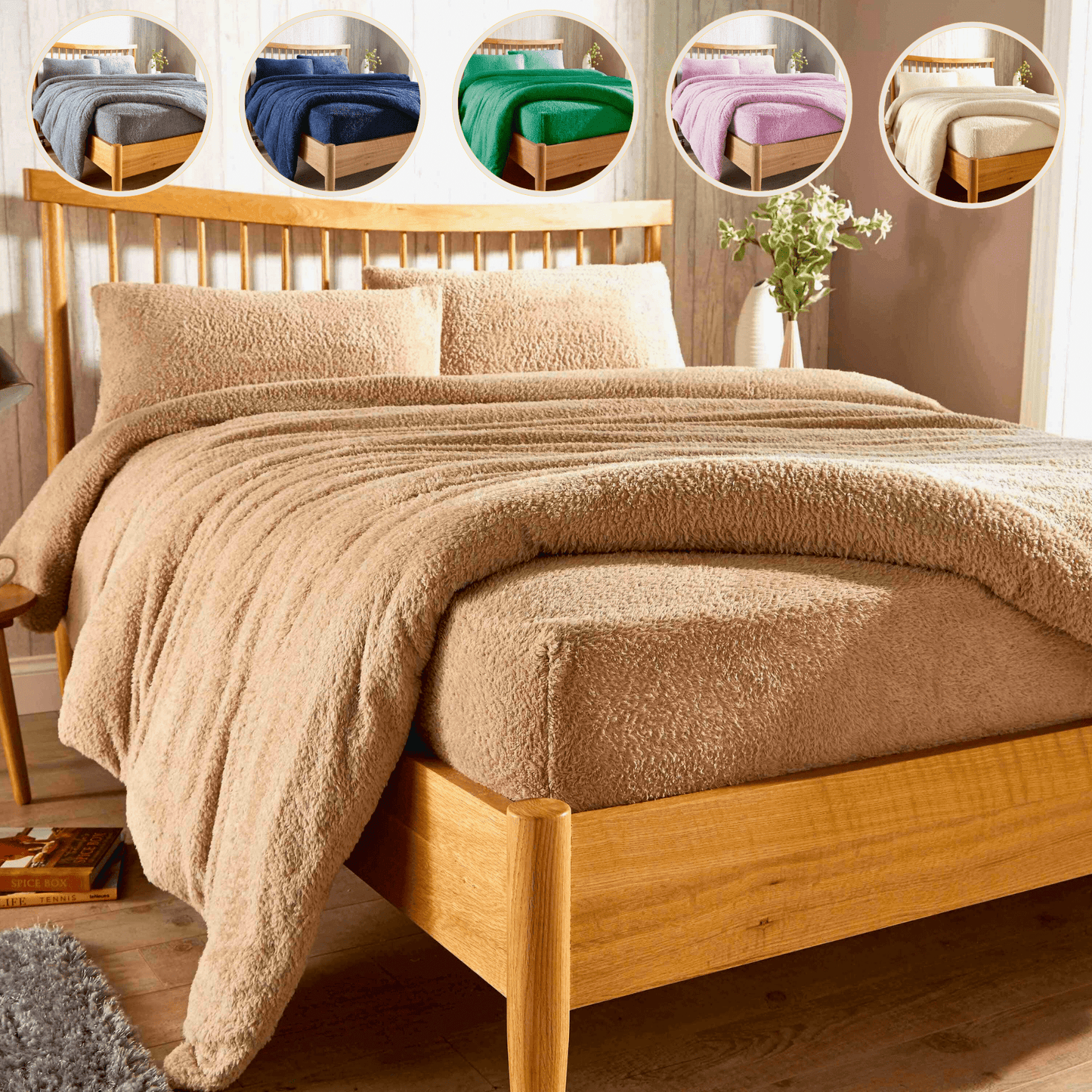 Plush Super Soft Teddy Fleece Fitted Sheet Warm Bedding for Winter Snug Fit Elastic Edges Multiple Sizes Stylish Colours Fluffy Bedding by OLIVIA ROCCO OLIVIA ROCCO Fitted Sheet