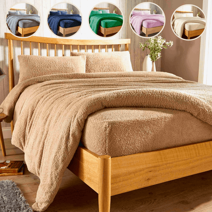 Plush Super Soft Teddy Fleece Fitted Sheet Warm Bedding for Winter Snug Fit Elastic Edges Multiple Sizes Stylish Colours Fluffy Bedding by OLIVIA ROCCO OLIVIA ROCCO Fitted Sheet