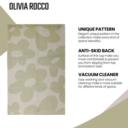 Printed Rug Jardin Design Modern Non-Slip Soft Durable Floor Rug for Living Room Bedroom Office by OLIVIA ROCCO Rugs