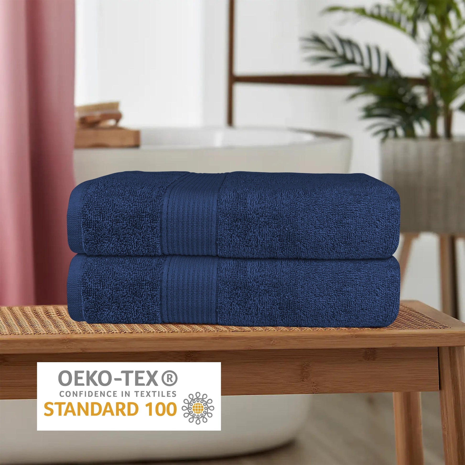 Rhodes Towel Royal Blue 100% Cotton Hotel Quality Soft Super Absorbent Hand Bath Towels, Sheets & Face Cloths by Olivia Rocco OLIVIA ROCCO Towels