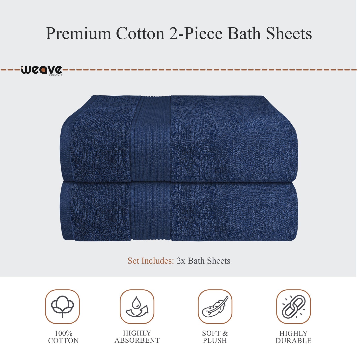 Rhodes Towel Royal Blue 100% Cotton Hotel Quality Soft Super Absorbent Hand Bath Towels, Sheets & Face Cloths by Olivia Rocco OLIVIA ROCCO Towels