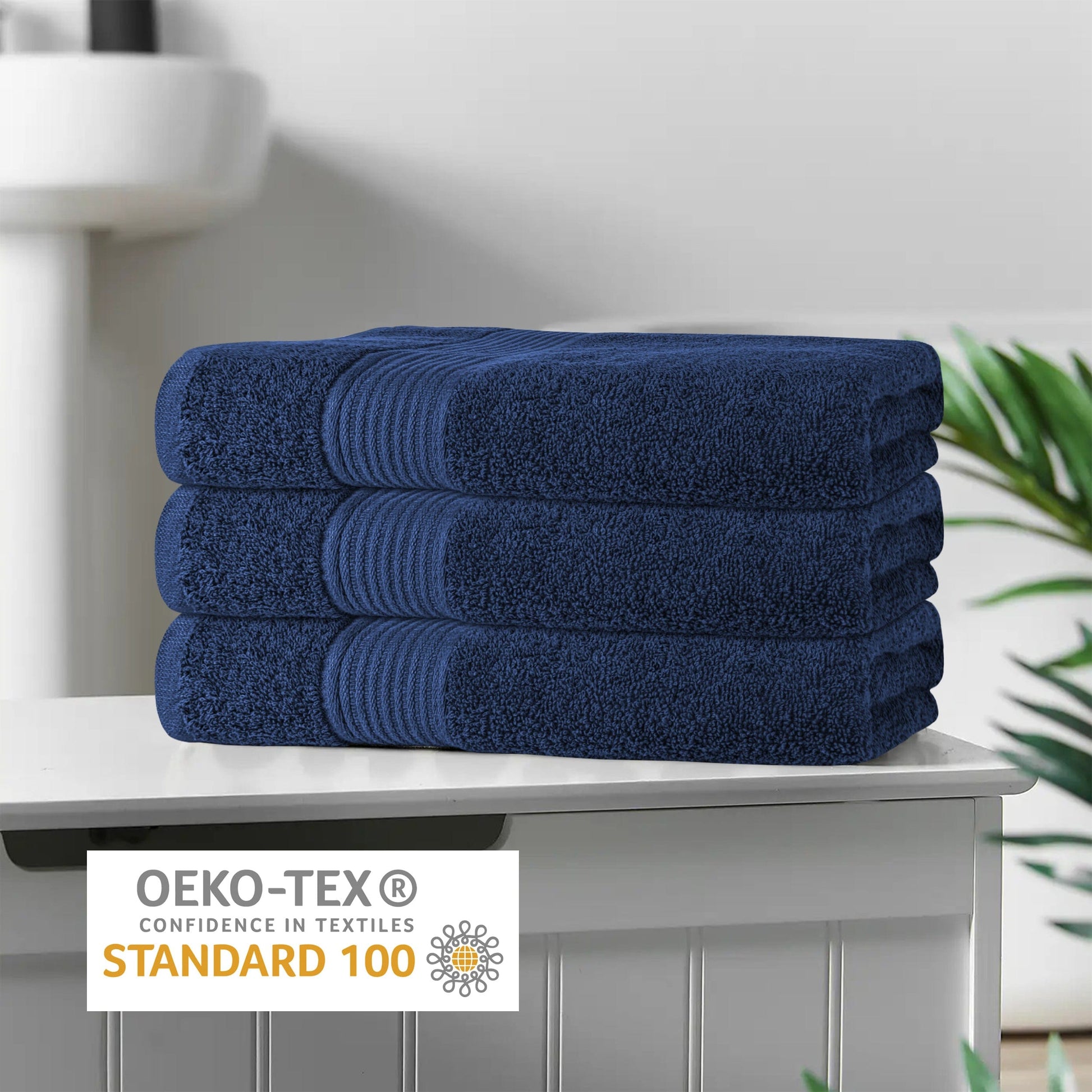Rhodes Towel Royal Blue 100% Cotton Hotel Quality Soft Super Absorbent Hand Bath Towels, Sheets & Face Cloths by Olivia Rocco OLIVIA ROCCO Towels