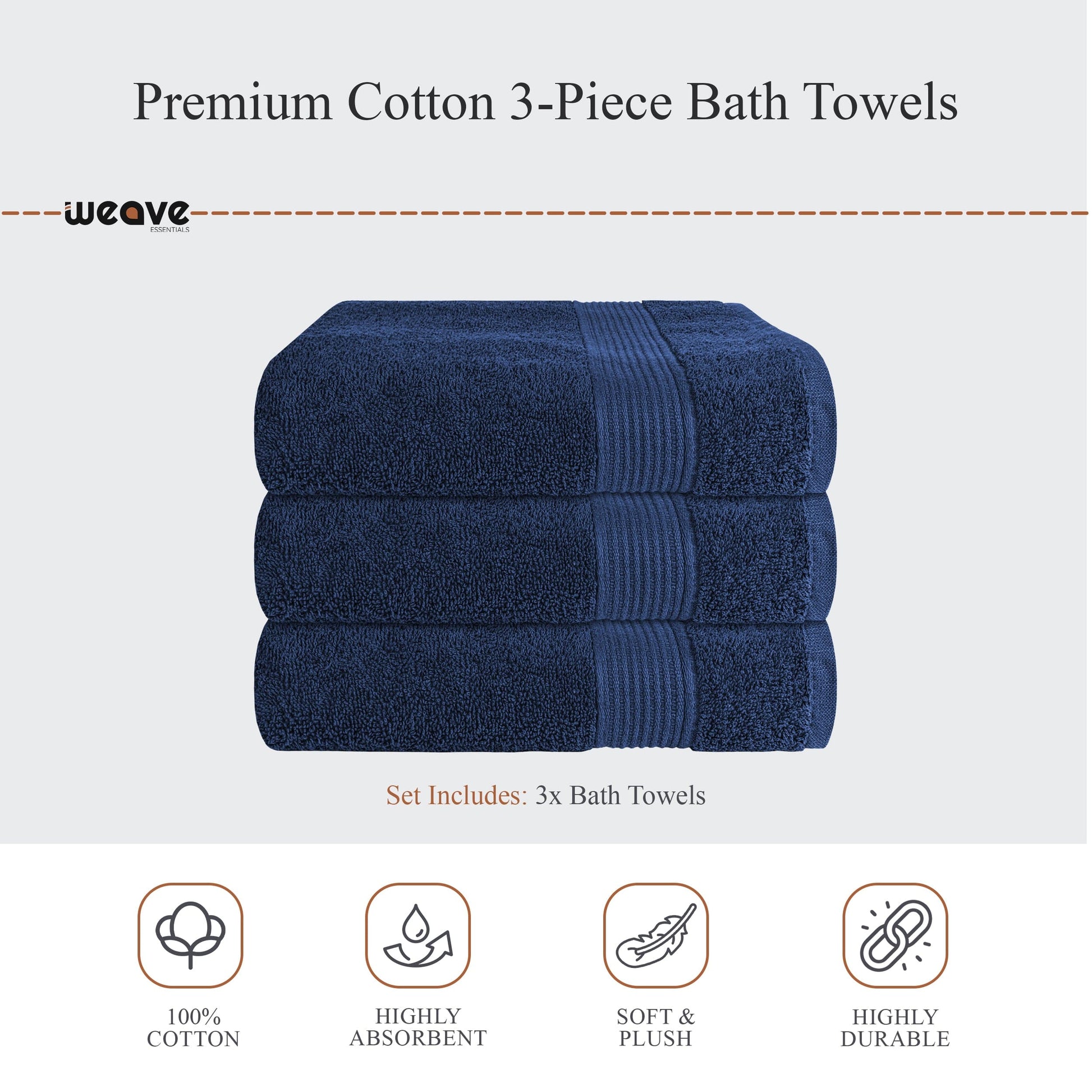 Rhodes Towel Royal Blue 100% Cotton Hotel Quality Soft Super Absorbent Hand Bath Towels, Sheets & Face Cloths by Olivia Rocco OLIVIA ROCCO Towels