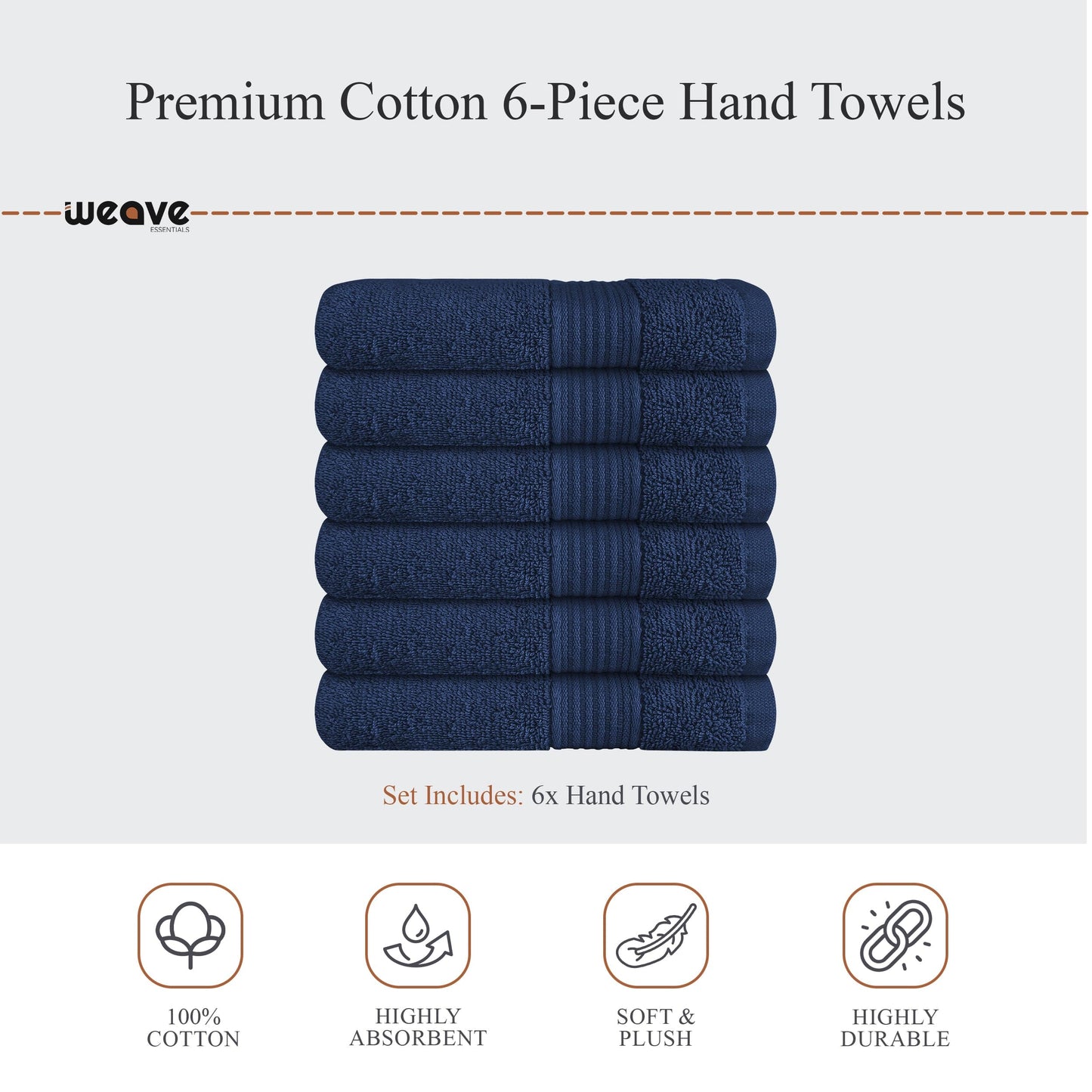 Rhodes Towel Royal Blue 100% Cotton Hotel Quality Soft Super Absorbent Hand Bath Towels, Sheets & Face Cloths by Olivia Rocco OLIVIA ROCCO Towels