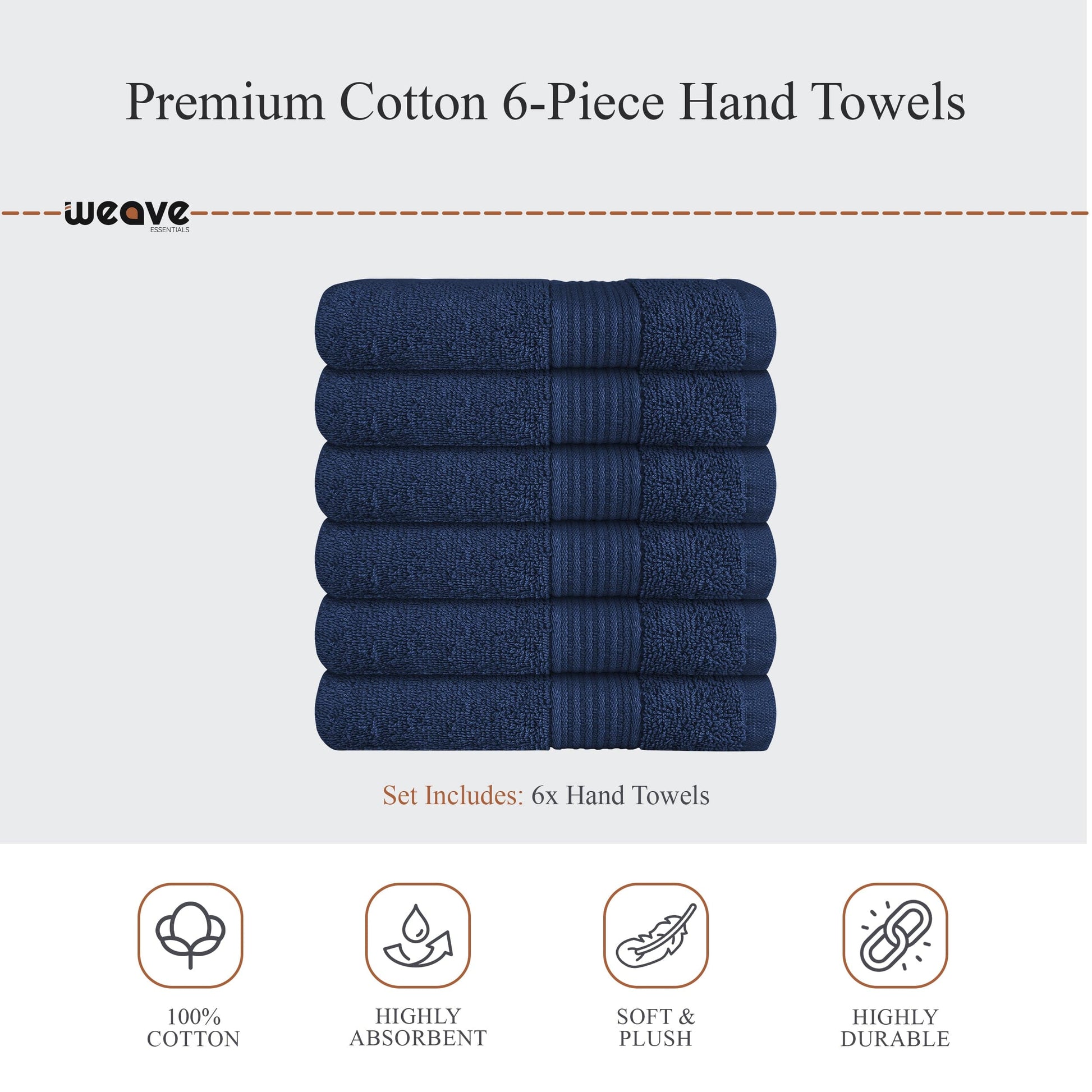 Rhodes Towel Royal Blue 100% Cotton Hotel Quality Soft Super Absorbent Hand Bath Towels, Sheets & Face Cloths by Olivia Rocco OLIVIA ROCCO Towels
