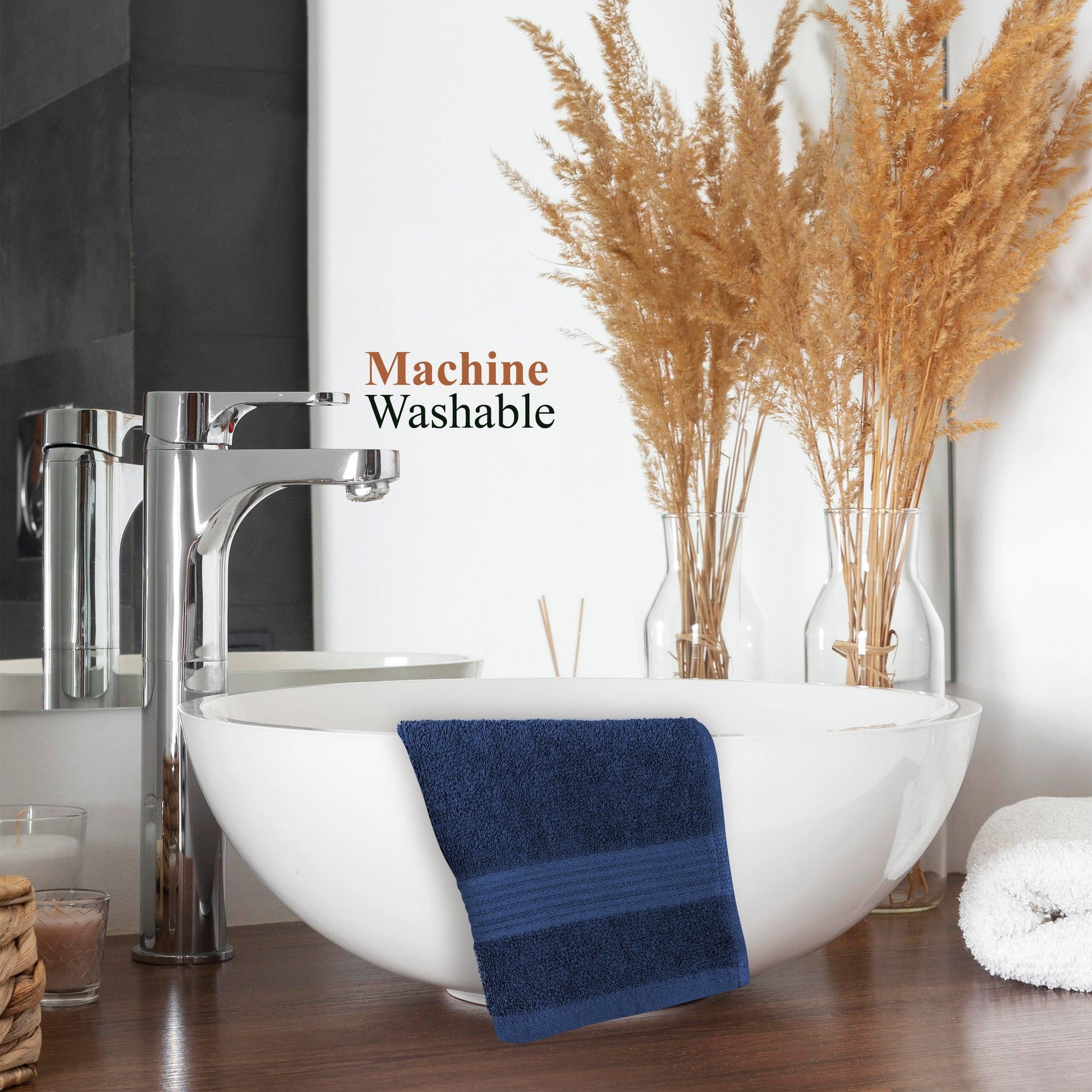 Rhodes Towel Royal Blue 100% Cotton Hotel Quality Soft Super Absorbent Hand Bath Towels, Sheets & Face Cloths by Olivia Rocco OLIVIA ROCCO Towels