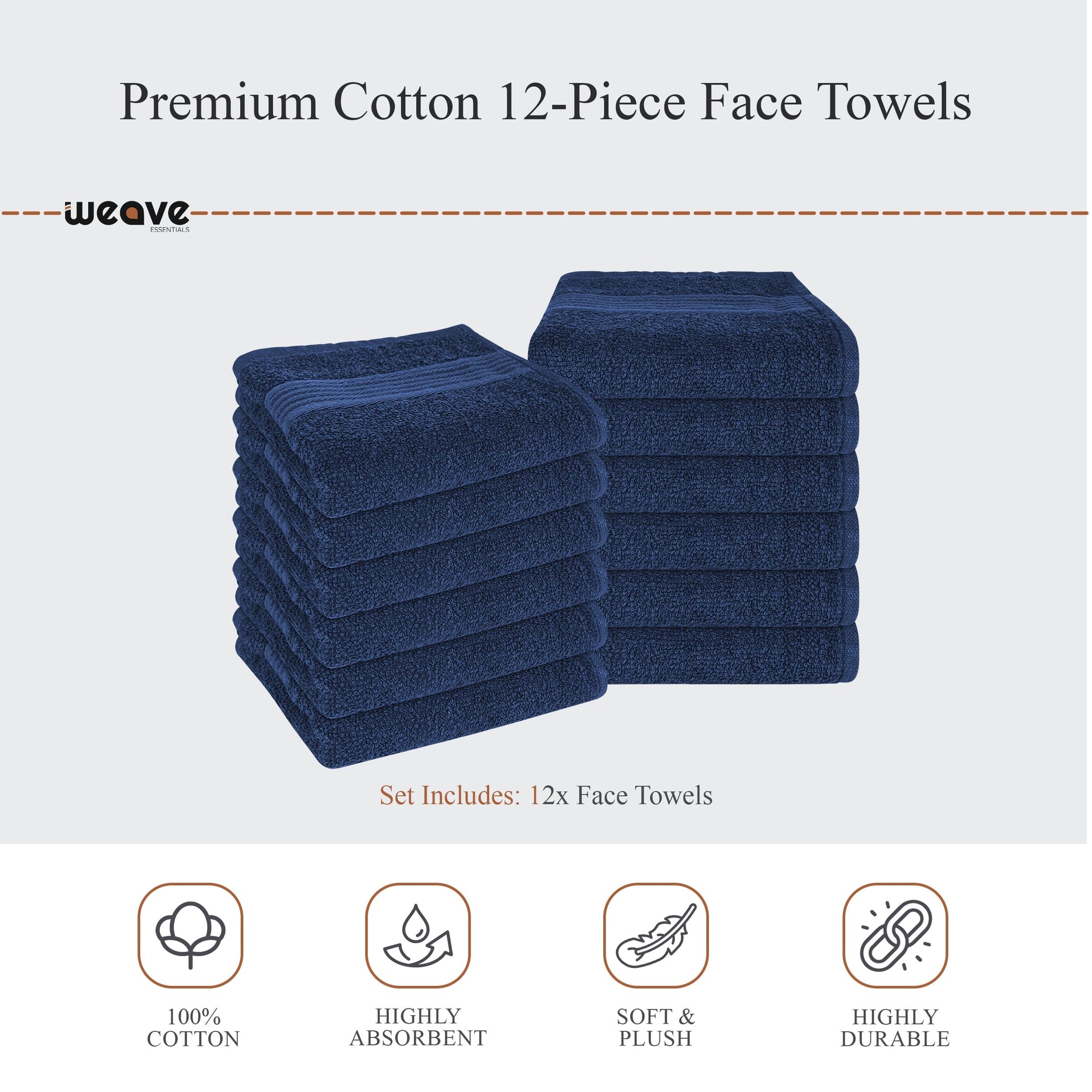 Rhodes Towel Royal Blue 100% Cotton Hotel Quality Soft Super Absorbent Hand Bath Towels, Sheets & Face Cloths by Olivia Rocco OLIVIA ROCCO Towels
