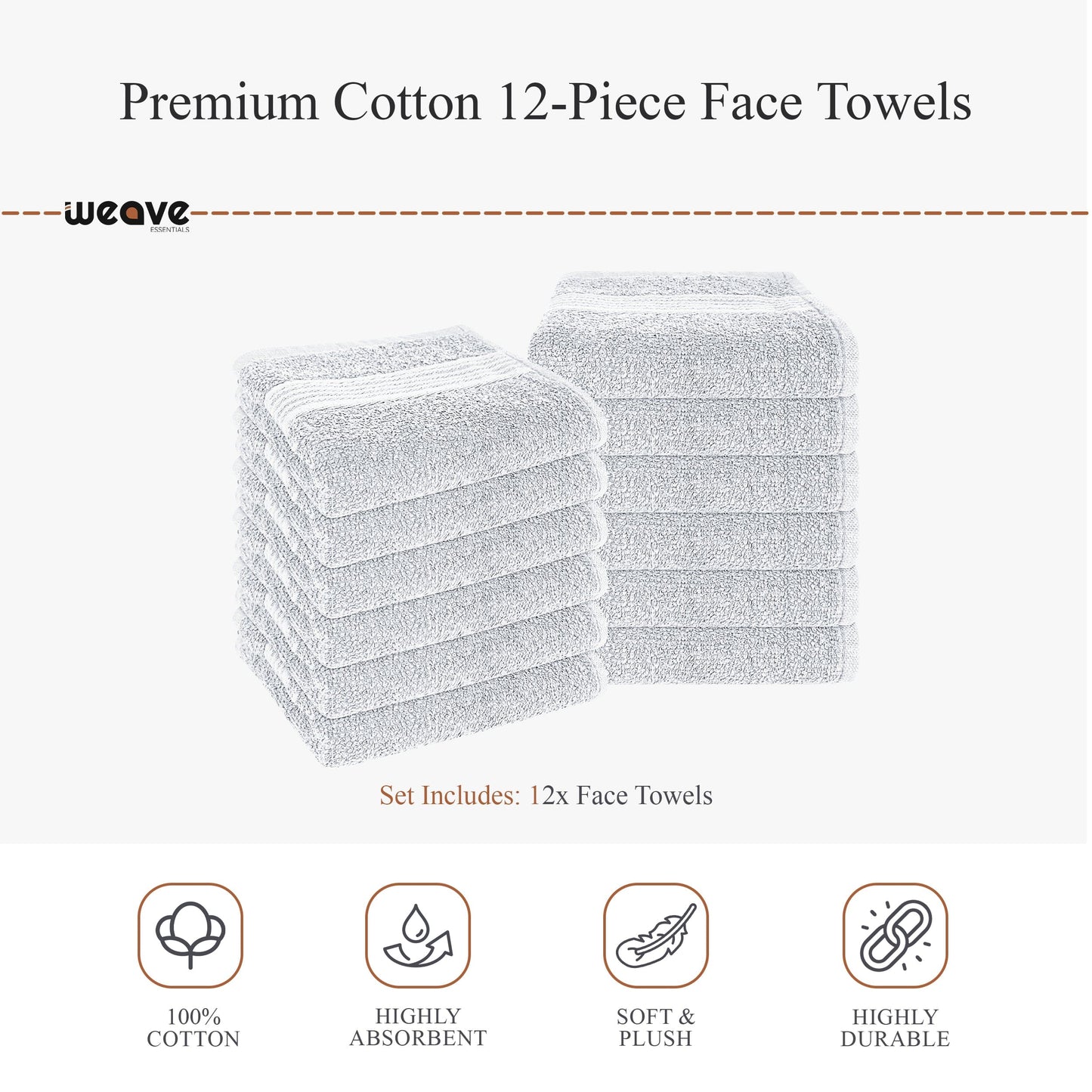Rhodes Towel White 100% Cotton Hotel Quality Soft Super Absorbent Hand Bath Towels, Sheets & Face Cloths by Olivia Rocco OLIVIA ROCCO Towels