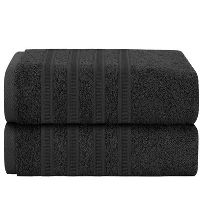 Ritz Viscose Stripe Super Soft Cotton Luxury Absorbent Towels, Jumbo Bath Sheet Packs & Towel Bale Sets Available by OLIVIA ROCCO 2 PK JUMBO BATH SHEET / BLACK Towels