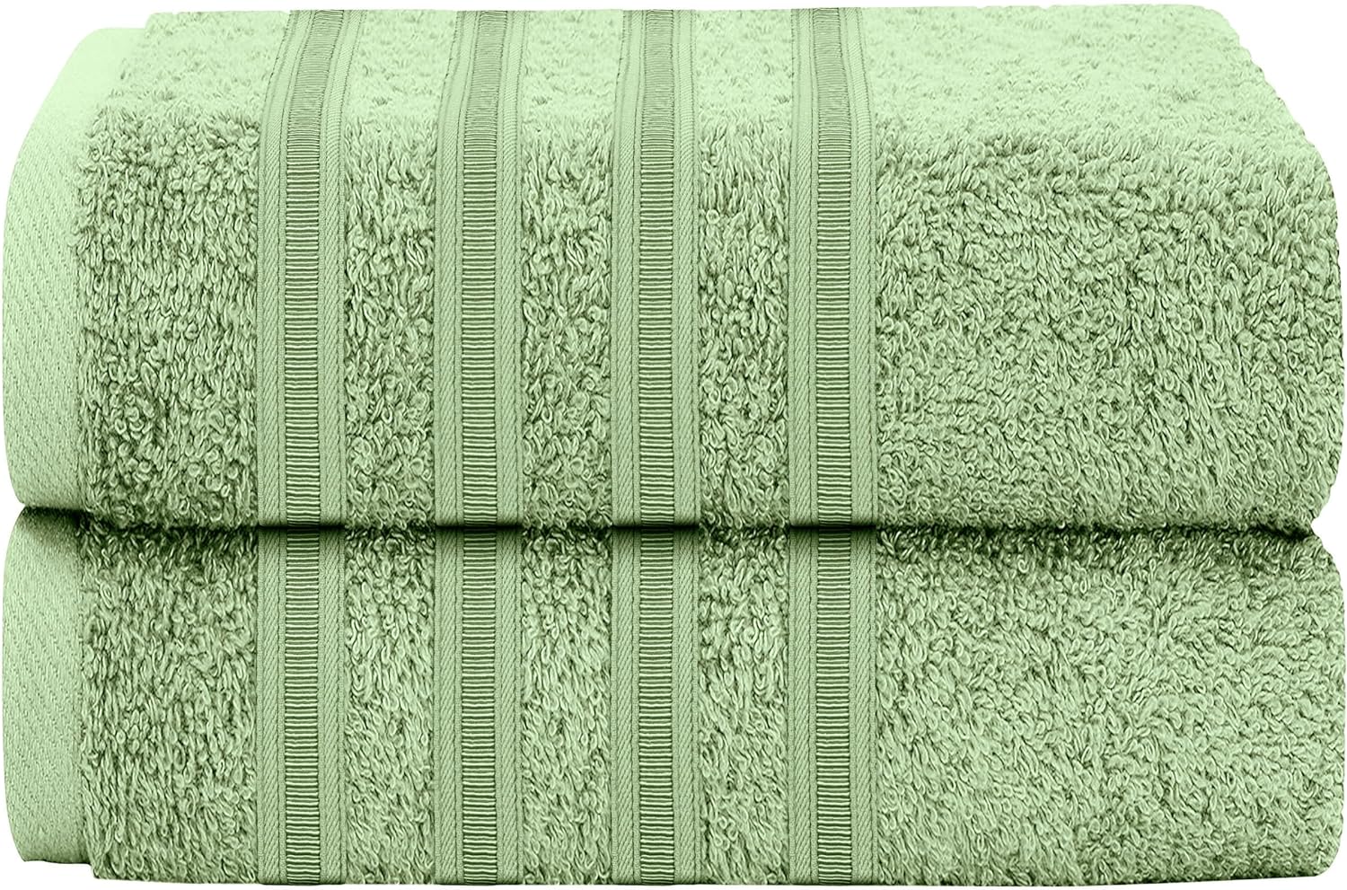 Ritz Viscose Stripe Super Soft Cotton Luxury Absorbent Towels, Jumbo Bath Sheet Packs & Towel Bale Sets Available by OLIVIA ROCCO 2 PK JUMBO BATH SHEET / SAGE GREEN Towels
