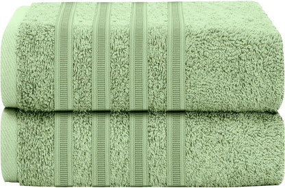 Ritz Viscose Stripe Super Soft Cotton Luxury Absorbent Towels, Jumbo Bath Sheet Packs & Towel Bale Sets Available by OLIVIA ROCCO 2 PK JUMBO BATH SHEET / SAGE GREEN Towels