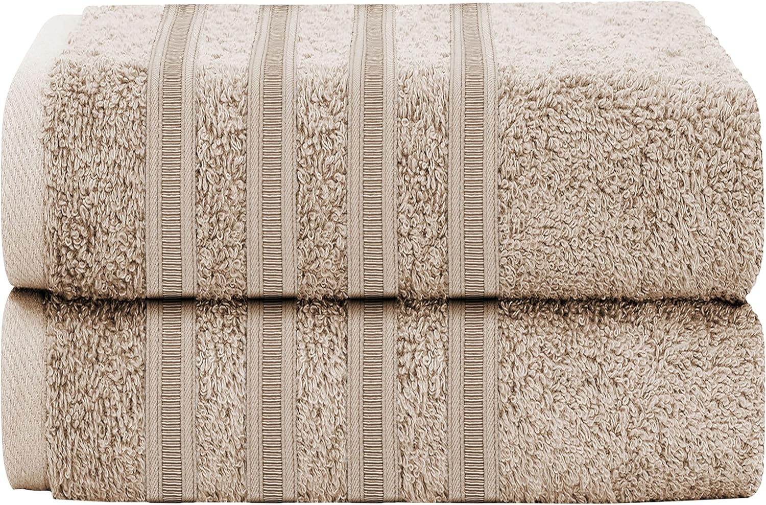 Ritz Viscose Stripe Super Soft Cotton Luxury Absorbent Towels, Jumbo Bath Sheet Packs & Towel Bale Sets Available by OLIVIA ROCCO 2 PK JUMBO BATH SHEET / TAUPE Towels
