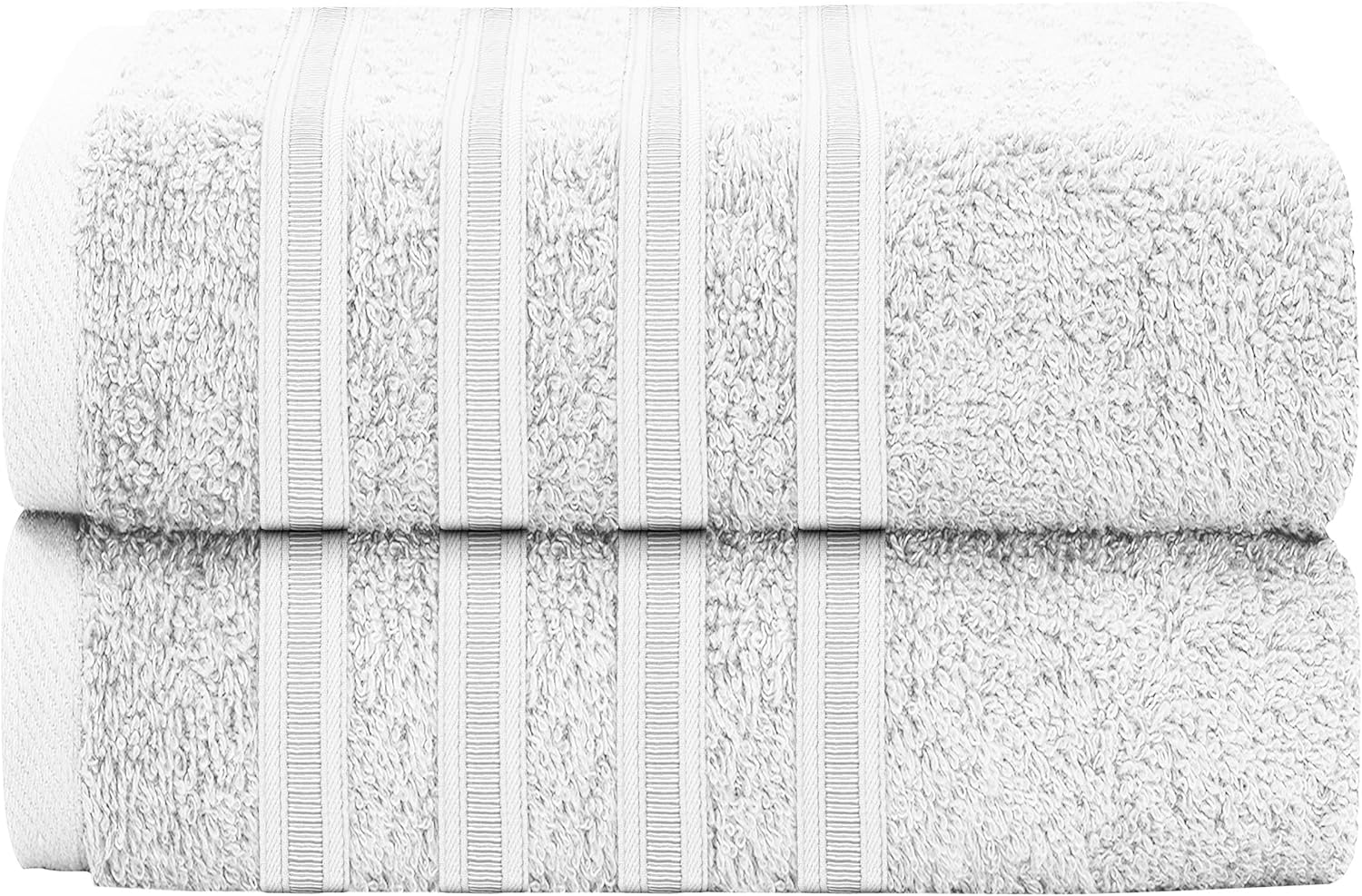 Ritz Viscose Stripe Super Soft Cotton Luxury Absorbent Towels, Jumbo Bath Sheet Packs & Towel Bale Sets Available by OLIVIA ROCCO 2 PK JUMBO BATH SHEET / WHITE Towels