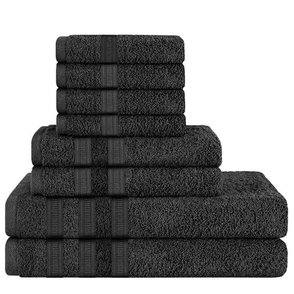 Ritz Viscose Stripe Super Soft Cotton Luxury Absorbent Towels, Jumbo Bath Sheet Packs & Towel Bale Sets Available by OLIVIA ROCCO 8 PIECE TOWEL  BALE / BLACK Towels