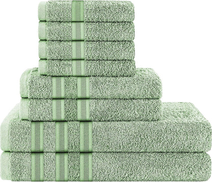 Ritz Viscose Stripe Super Soft Cotton Luxury Absorbent Towels, Jumbo Bath Sheet Packs & Towel Bale Sets Available by OLIVIA ROCCO 8 PIECE TOWEL  BALE / SAGE GREEN Towels