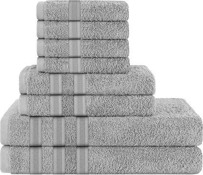 Ritz Viscose Stripe Super Soft Cotton Luxury Absorbent Towels, Jumbo Bath Sheet Packs & Towel Bale Sets Available by OLIVIA ROCCO 8 PIECE TOWEL  BALE / SILVER Towels