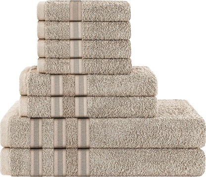 Ritz Viscose Stripe Super Soft Cotton Luxury Absorbent Towels, Jumbo Bath Sheet Packs & Towel Bale Sets Available by OLIVIA ROCCO 8 PIECE TOWEL  BALE / TAUPE Towels
