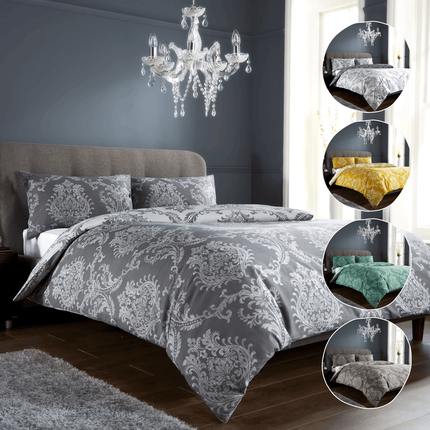 Royal Damask Luxury Super Soft Cotton Rich Duvet Set Easycare Comfortable Bedding Includes Duvet Cover & Pillowcases in Single Double King Sizes by OLIVIA ROCCO Duvet Cover