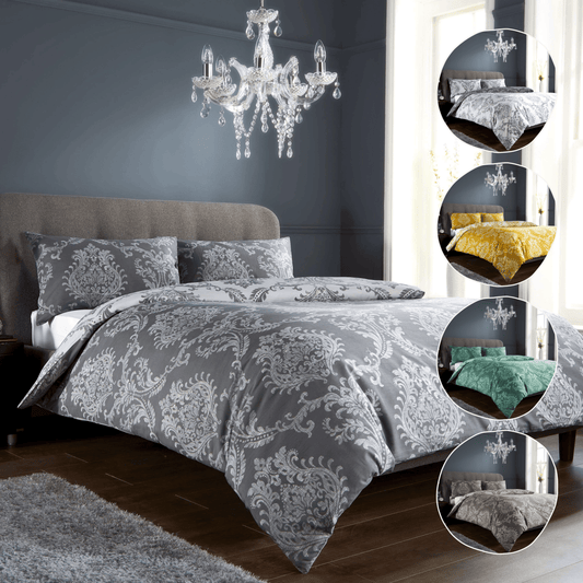 Royal Damask Luxury Super Soft Cotton Rich Duvet Set Easycare Comfortable Bedding Includes Duvet Cover & Pillowcases in Single Double King Sizes by OLIVIA ROCCO Duvet Cover