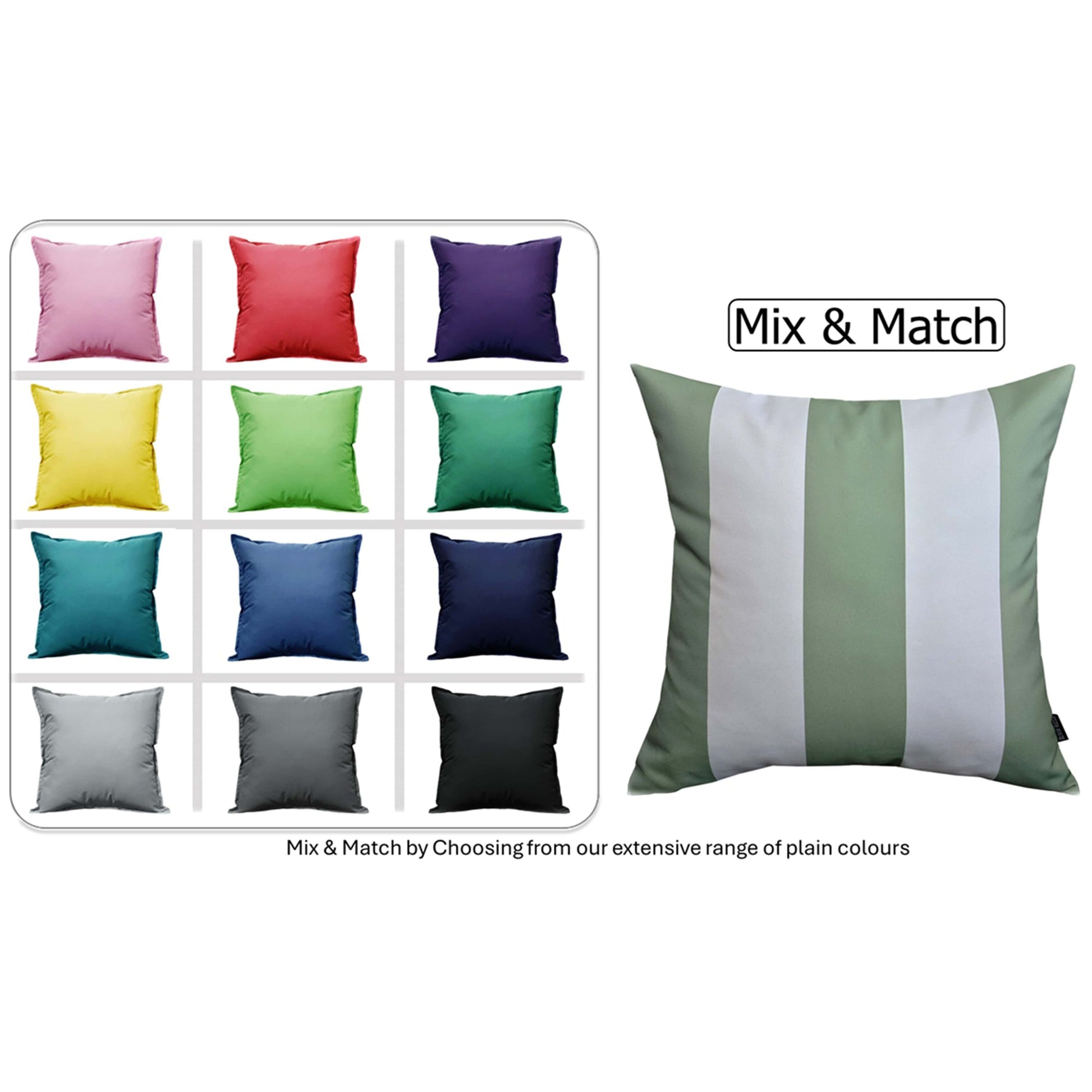 Sage Green Stripes Waterproof Cushion Covers 43 x 43 cm Reversible Breathable Decorative Cover for Indoor & Outdoor Use Patio Garden Sofa Bed Chair by OLIVIA ROCCO SAGE GREEN STRIPES / 43 x 43 CM Cushions