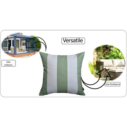 Sage Green Stripes Waterproof Cushion Covers 43 x 43 cm Reversible Breathable Decorative Cover for Indoor & Outdoor Use Patio Garden Sofa Bed Chair by OLIVIA ROCCO SAGE GREEN STRIPES / 43 x 43 CM Cushions