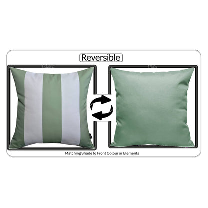 Sage Green Stripes Waterproof Cushion Covers 43 x 43 cm Reversible Breathable Decorative Cover for Indoor & Outdoor Use Patio Garden Sofa Bed Chair by OLIVIA ROCCO SAGE GREEN STRIPES / 43 x 43 CM Cushions