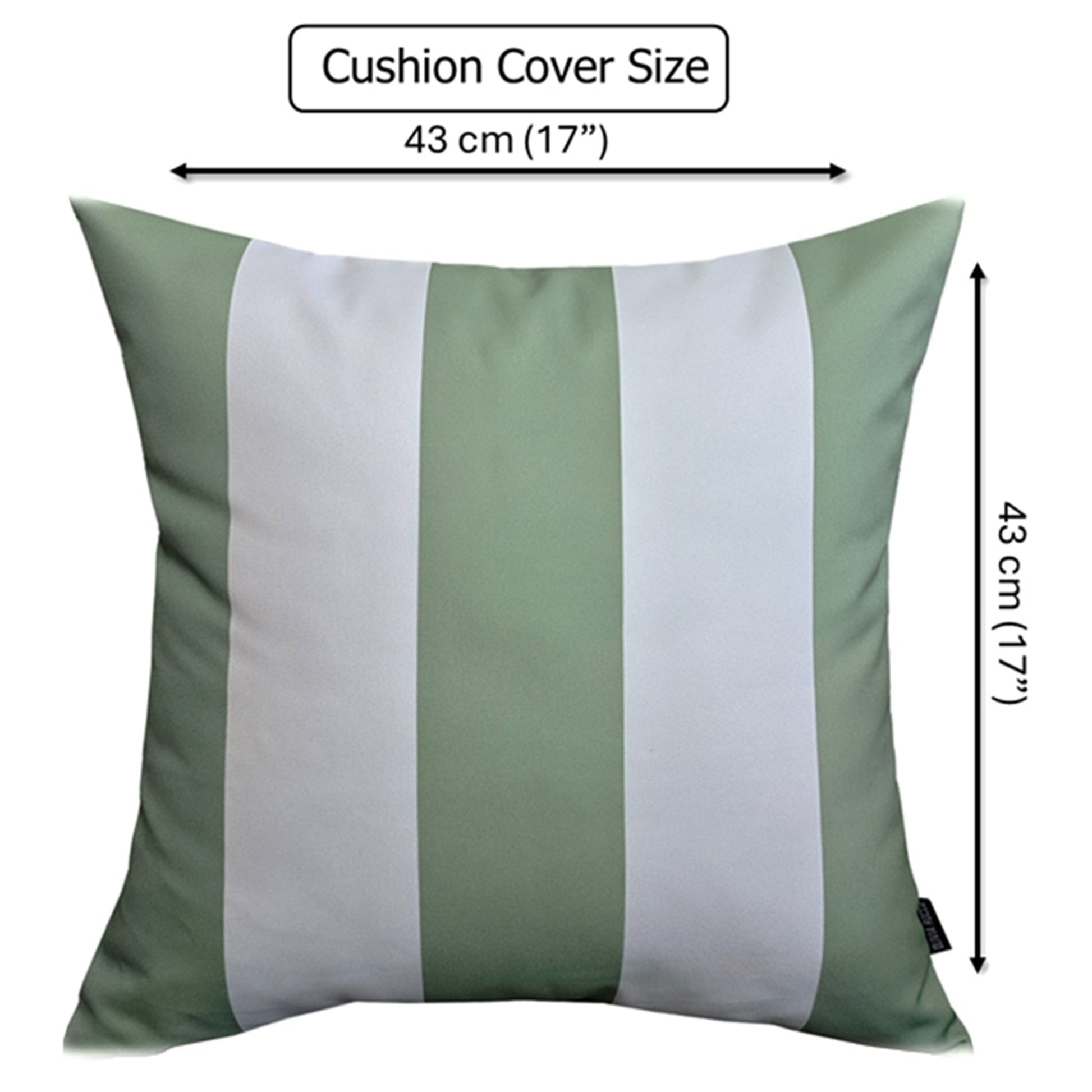 Sage Green Stripes Waterproof Cushion Covers 43 x 43 cm Reversible Breathable Decorative Cover for Indoor & Outdoor Use Patio Garden Sofa Bed Chair by OLIVIA ROCCO SAGE GREEN STRIPES / 43 x 43 CM Cushions