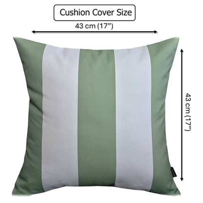 Sage Green Stripes Waterproof Cushion Covers 43 x 43 cm Reversible Breathable Decorative Cover for Indoor & Outdoor Use Patio Garden Sofa Bed Chair by OLIVIA ROCCO SAGE GREEN STRIPES / 43 x 43 CM Cushions