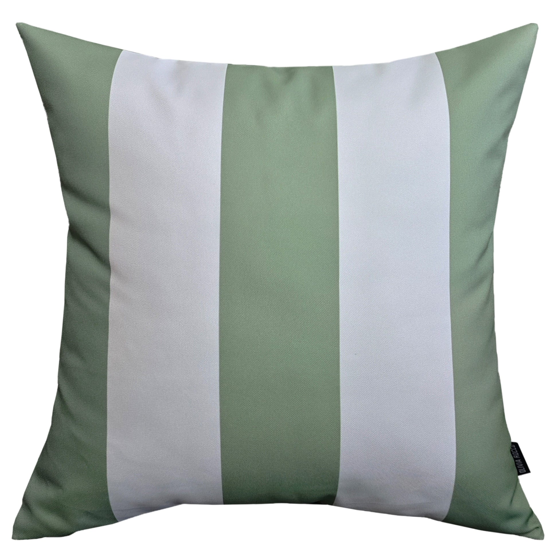 Sage Green Stripes Waterproof Cushion Covers 43 x 43 cm Reversible Breathable Decorative Cover for Indoor & Outdoor Use Patio Garden Sofa Bed Chair by OLIVIA ROCCO SAGE GREEN STRIPES / 43 x 43 CM Cushions