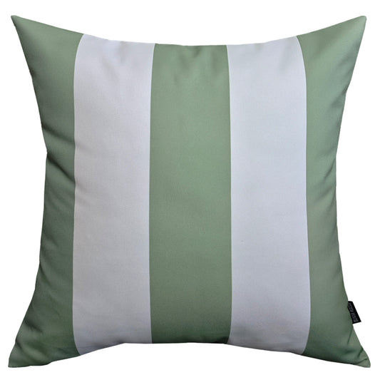 Sage Green Stripes Waterproof Cushion Covers 43 x 43 cm Reversible Breathable Decorative Cover for Indoor & Outdoor Use Patio Garden Sofa Bed Chair by OLIVIA ROCCO SAGE GREEN STRIPES / 43 x 43 CM Cushions