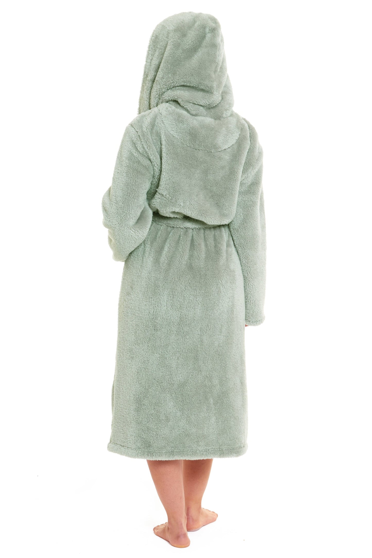 Women's Sage Green Fleece Dressing Gown, Ladies Robes Daisy Dreamer Sleepwear & Loungewear