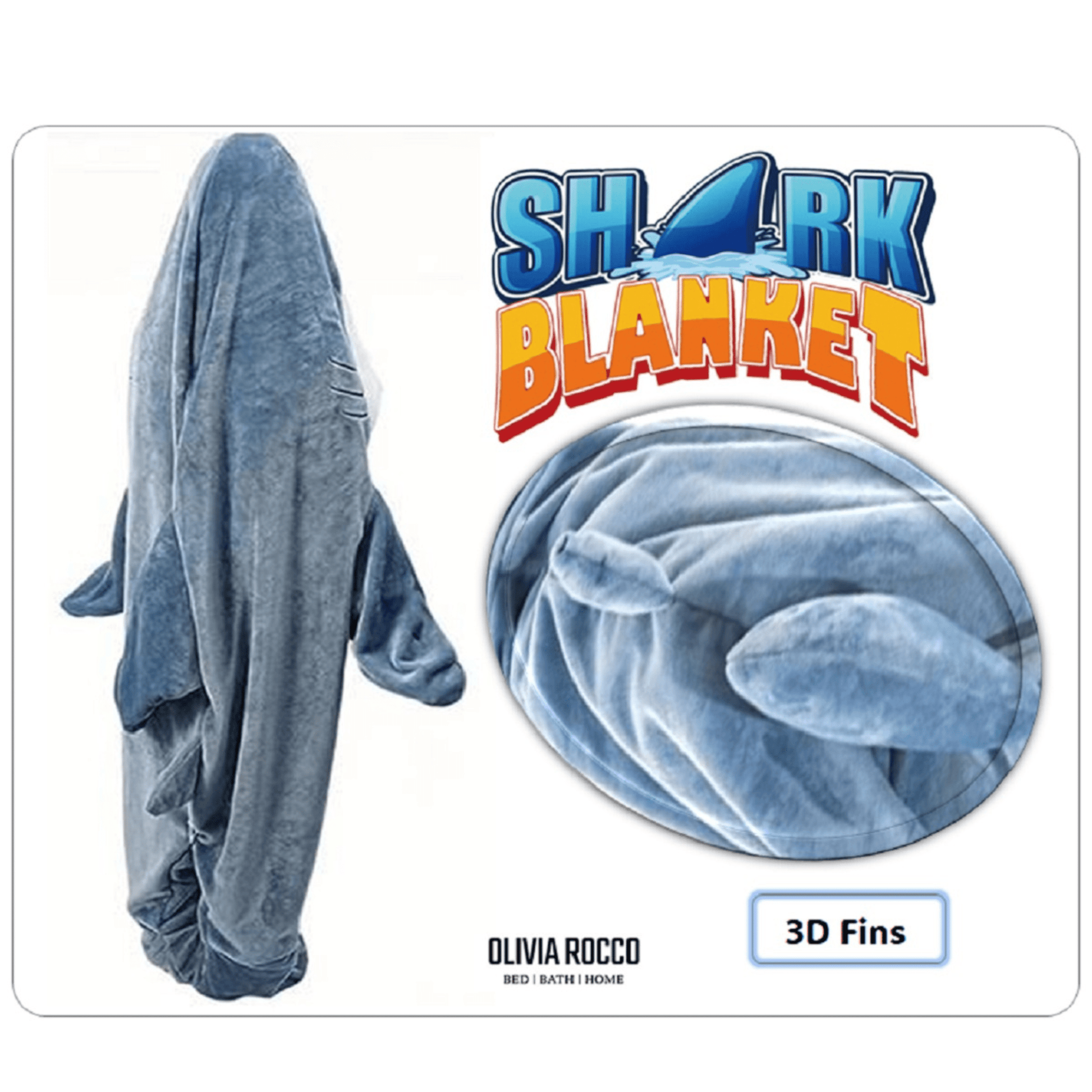 Shark Blanket Sleeping Bag For Adults Wearable Onesie OLIVIA ROCCO Hooded Blanket
