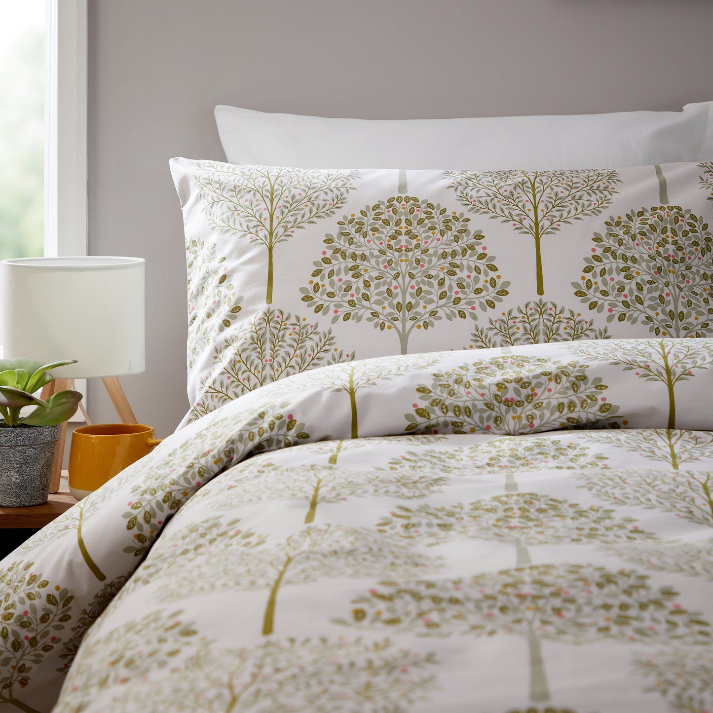 Sion Sage Green 200 Thread Count Cotton Duvet Cover Set Printed Quilt Covers With Pillowcases Bedding Bed Linen Sets by OLIVIA ROCCO Duvet Cover