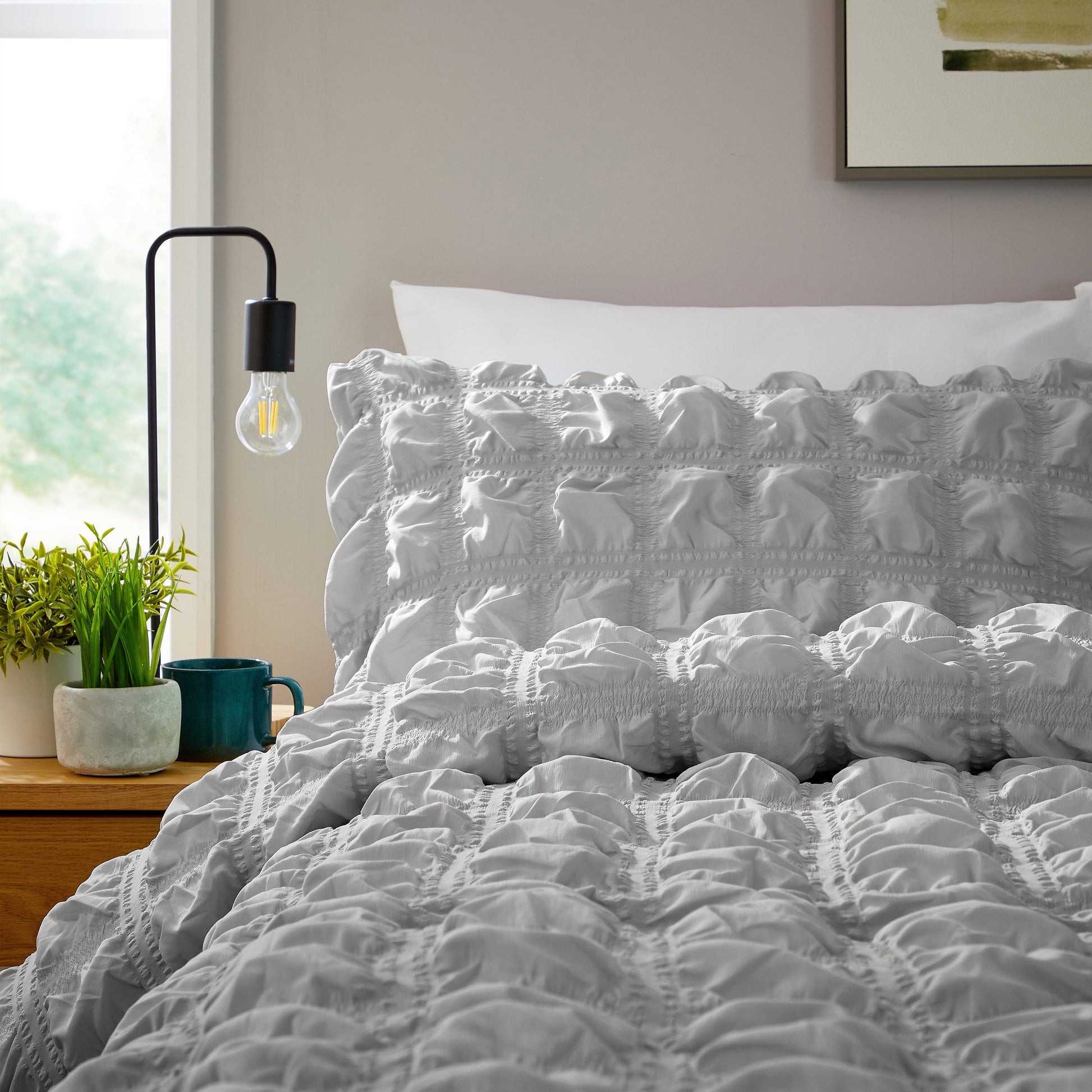Soho Grey Cotton Rich Duvet Cover Set with Pillowcases Quilted Super Soft Easy Care Bedding Bed Linen Set by OLIVIA ROCCO Duvet Cover
