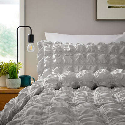 Soho Grey Cotton Rich Duvet Cover Set with Pillowcases Quilted Super Soft Easy Care Bedding Bed Linen Set by OLIVIA ROCCO Duvet Cover