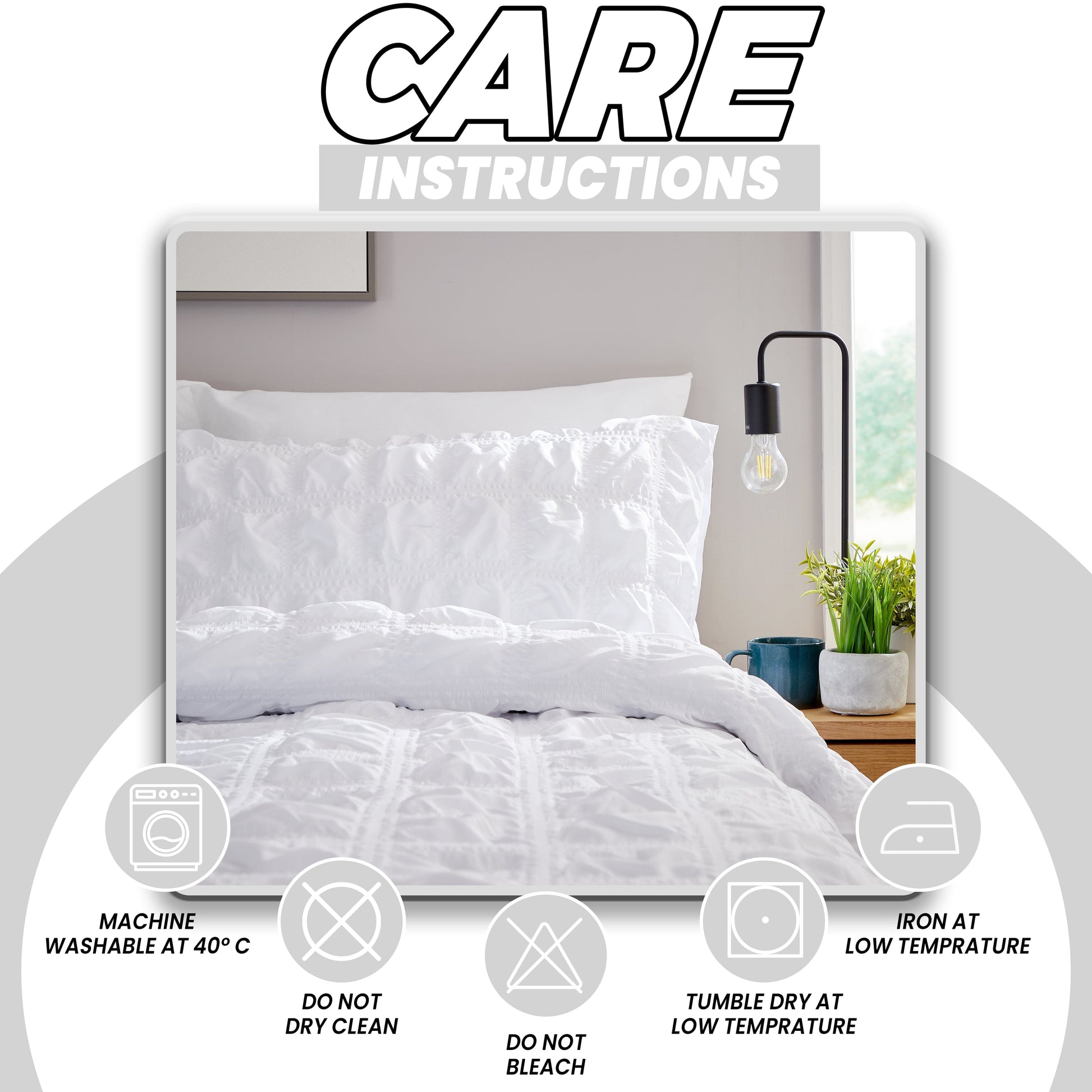 Soho White Cotton Rich Duvet Cover Set with Pillowcases Quilted Super Soft Easy Care Bedding Bed Linen Set by OLIVIA ROCCO Duvet Cover