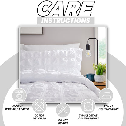Soho White Cotton Rich Duvet Cover Set with Pillowcases Quilted Super Soft Easy Care Bedding Bed Linen Set by OLIVIA ROCCO Duvet Cover