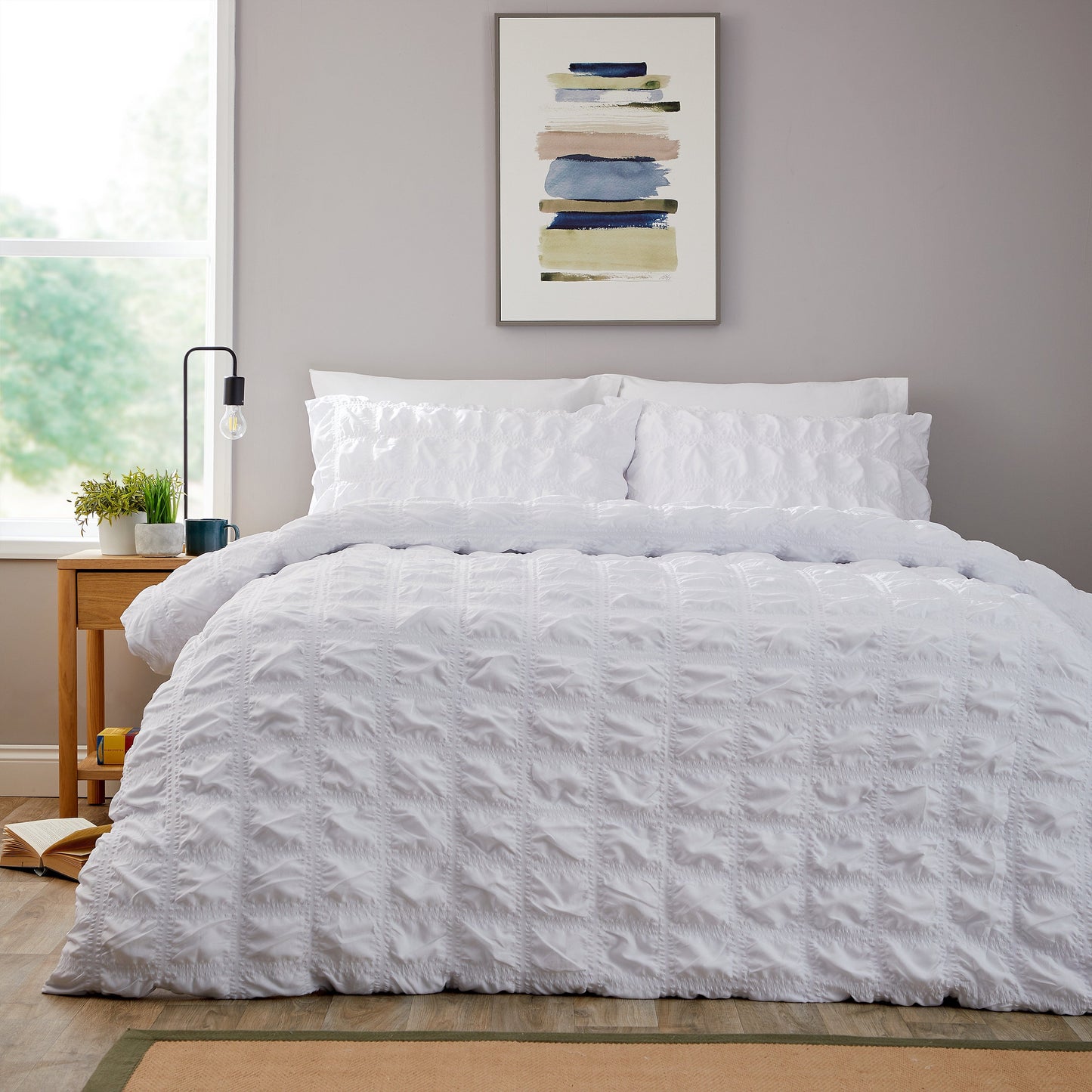 Soho White Cotton Rich Duvet Cover Set with Pillowcases Quilted Super Soft Easy Care Bedding Bed Linen Set by OLIVIA ROCCO SINGLE Duvet Cover
