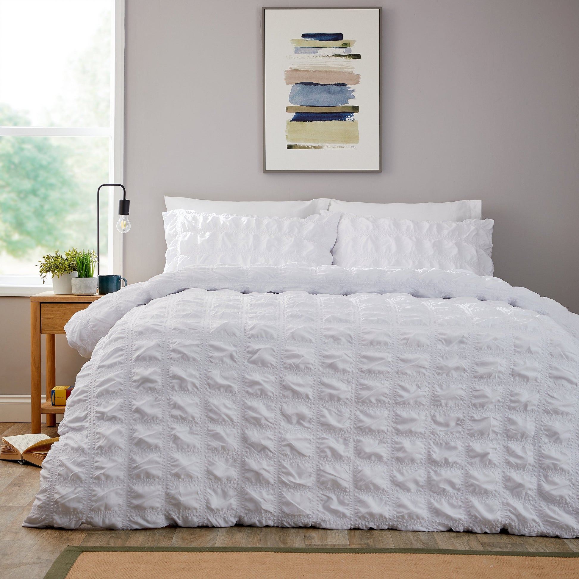 Soho White Cotton Rich Duvet Cover Set with Pillowcases Quilted Super Soft Easy Care Bedding Bed Linen Set by OLIVIA ROCCO SINGLE Duvet Cover