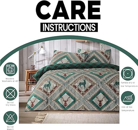 Skye Duvet Cover Set Stag Printed Design Easy Care Reversible Bedding Quilt Covers OLIVIA ROCCO Skye Duvet Cover Set