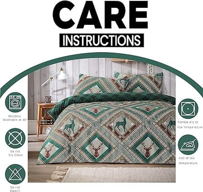 Skye Duvet Cover Set Stag Printed Design Easy Care Reversible Bedding Quilt Covers OLIVIA ROCCO Skye Duvet Cover Set
